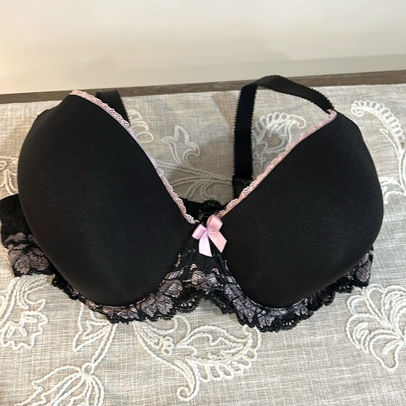 Adore Me NWT Black Pink Floral Lace Bra 44DD - Picture 2 of 8